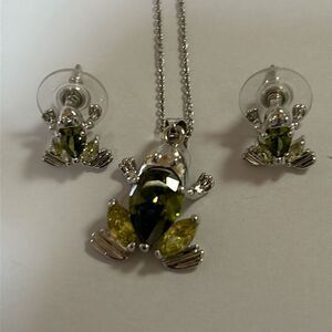 Frog Pendant and Earrings Set